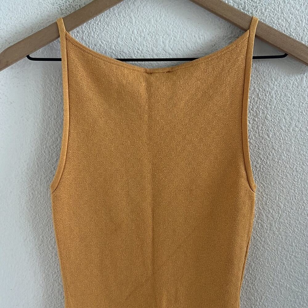NWT Abercrombie & Fitch Golden Mustard High Neck Stretchy Dress XS - Picture 6 of 6